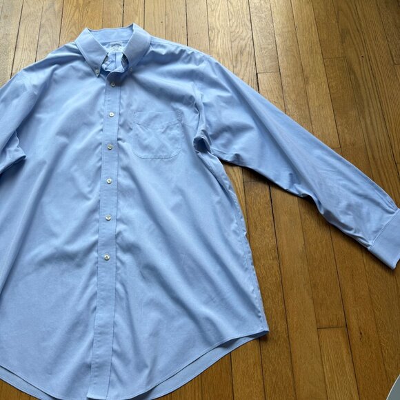 Brooks Brothers Size 17 1/2 - 35 Blue Slim Fit Non-Iron The Original Polo Shirt - Picture 3 of 16
